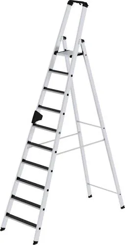 Stehleiter Clip-Step 10 Stufen, Aluminium - Leiter aus Aluminium, einseitig begehbar, ideal für sicheres Arbeiten in großer Höhe mit einer maximalen Höhe von 3000 mm.