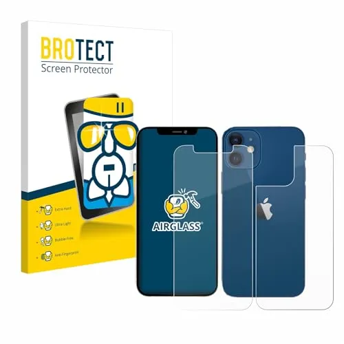 BROTECT Schutzglas für Apple iPhone 12/12 Pro (Vorder + Rückseite) Schutzfolie Panzer Folie Glas Displayschutz Made in Germany [ 9H, Anti-Fingerprint]