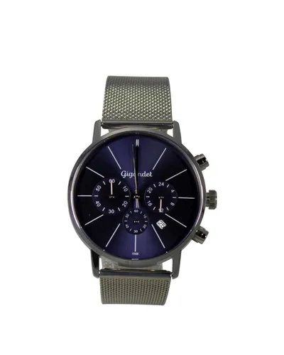 Gigandet Chronograph Armbanduhr Herren Damen Silber Blau Datum G32-014, Mesharmband, Edelstahlgehäuse, 3ATM wasserdicht