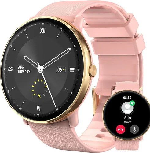 Damen & Herren – Fitnessuhr mit Bluetooth-Telefonie, AMOLED-Display Smartwatch 25 Tage Standby, kompatibel mit iOS und Android, Schnellladefunktion, Zyklusverfolgung, Musiksteuerun
