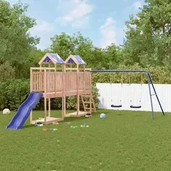 vidaXL Spielturm aus Douglasienholz - Robuster Spielturm für den Garten, ausgestattet mit Rutsche, Schaukeln und Sandkasten. Ideal für unvergessliche Spielabenteuer im Freien!