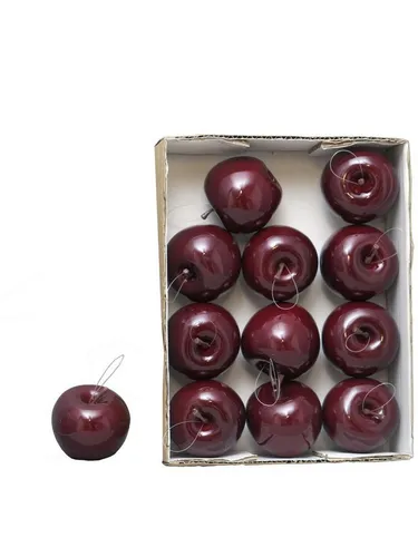 Kunstpflanze Künstliche Äpfel WENHENG, 12 Stück, glänzend-Burgunderrot, Ø6,5 cm Apfel, artplants, Höhe 6.5 cm