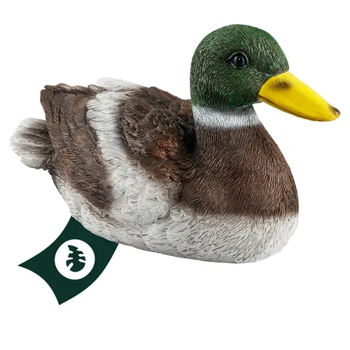 VERDOBA Gartendekoration Ente aus Kunstharz - Handbemalte Gartenfigur für Teich und Wintergarten - Gartenstatuen - Naturgetreue, wetterfeste Ente aus robustem Kunstharz, ideal für Garten und Teich. Besonders standfest gegen Wind und Wetter.