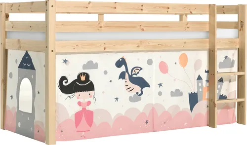Spielbett >PINO< in Kiefer massiv natur lackiert - 210x114x106 (BxHxT)