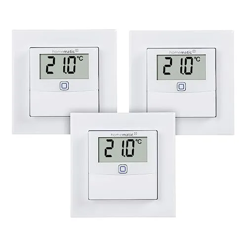 Homematic IP Smart Home 3er-Set Temperatur- und Luftfeuchtigkeitssensor - Thermostate zur präzisen Temperatur- und Luftfeuchtigkeitsmessung, steuert Heizkörper und Fußbodenheizung per App – ideal für effizientes Energie sparen.