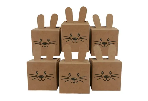 PAPIERDRACHEN Osterhase 12 Osterhasen Kisten - Farbe naturbraun