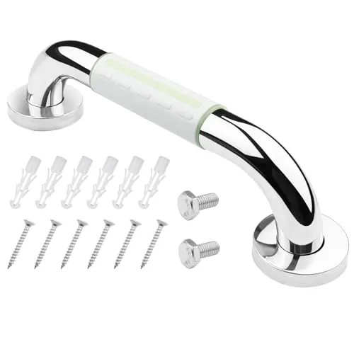 Baxcdyswe 30cm Haltegriffe für Senioren Rutschfeste, Weiße Dusche Badewannengriff aus Edelstahl & ABS, Badewannen Badezimmer Haltegriff Sicherheitsgriff für Schwangere Kinder Senioren