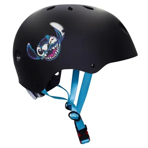 Disney Stitch Kinderfahrradhelm - Leicht und Verstellbar für Jungen 52-56 cm - Fahrradhelme mit buntem Disney-Stitch Design, idealer Schutz beim Fahren. 11 Belüftungsöffnungen und weiche Innenauskleidung sorgen für Komfort und Sicherheit nach EN 1078.