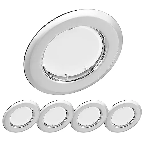 YanFeiYit 5x LED Einbaustrahler rund - Chrom 3 Watt 230V dimmbar Ø 52-71 mm Lochmaß – Einbau-Spot Decken-Strahler Deckeneinbaustrahler Deckenspot Deckeneinbauleuchte (Warmweiß 3000K)