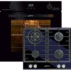 Kaiser Küchengeräte Backofen-Set EH 6367 Elektro Backofen, 79L+KCG 6380 Gaskochfeld 60cm - Schwarz