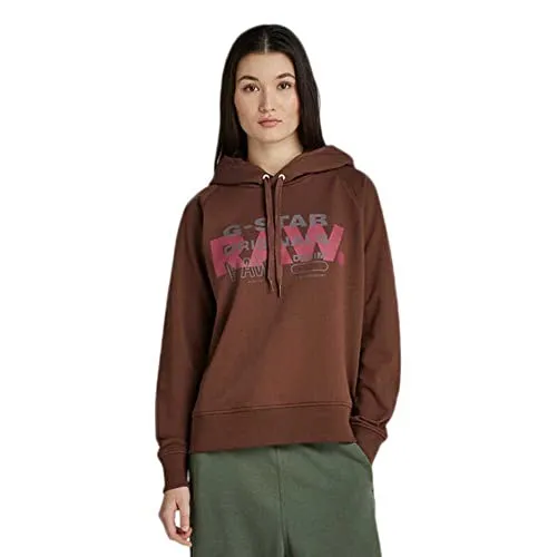 G-STAR Damen Hoodie - Raglan RAW Originals, Kapuze, Pullover Braun S - Sweatshirts mit stylischem Raglan-Design, Kapuze und bequemer Baumwoll-Qualität für einen lässigen Look. Ideal für den Alltag!