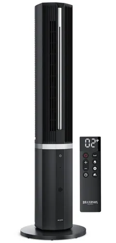 Brandson 3-in-1 Turmventilator mit Wasserkühlung, leiser Eco DC-Motor 55W - Vielseitiger Verdunstungskühler, Ventilator und Luftbefeuchter in einem. Der effiziente DC-Motor und die 70°-Oszillation sorgen für individuellen Komfort und erfrischende Luftverteilung.
