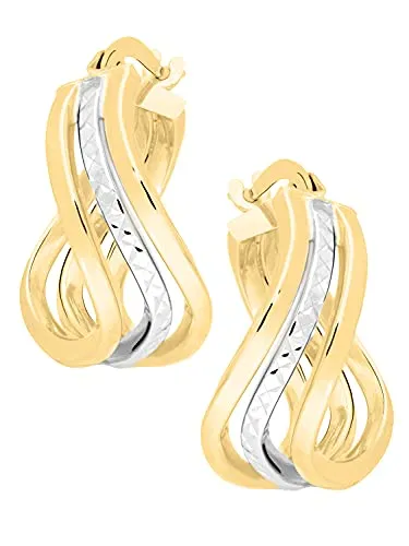 My Gold Damen Creolen Ohrringe 333 Weißgold & Gelbgold (8 Karat) Damenohrringe Bicolor 20mm x 9mm Isadora C-07993-G362