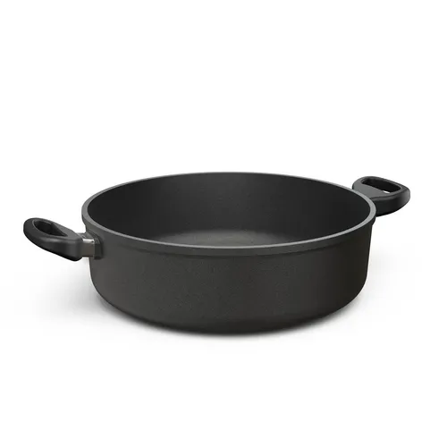 Hoffmann Germany Bräter Aluguss rund Ø 32 cm – Made in Germany, Antihaftbeschichtung, backofenfest - Hochwertiger Bräter Ø 32 cm aus Aluguss für perfekte Schmorgerichte. Genießen Sie fettfreies Kochen dank der Antihaftbeschichtung. Ideal für Familienessen und sicheres Handling durch robuste Seitengriffe.
