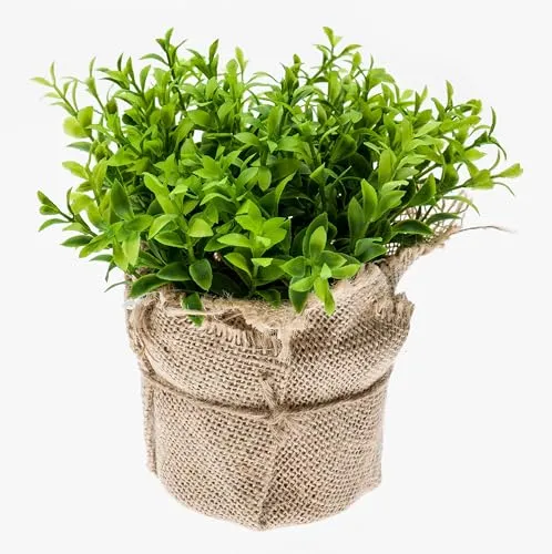 artplants.de Künstliche Gartenkresse Vitus im Jutesack, grün, 17cm - Kunstpflanze - Kräuter Pflanze