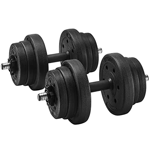 SONGMICS Hanteln, Kurzhanteln, 2er Set, 20 kg, 30 kg oder 40 kg, Kunststoff, Hantelstangen, Gewichte und Sternverschlüsse gerändelt