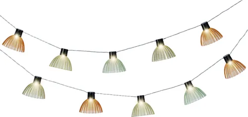 LED Solar Lichterkette Lampenschirme gerillt 4,5m Kunststoff Warmweiß