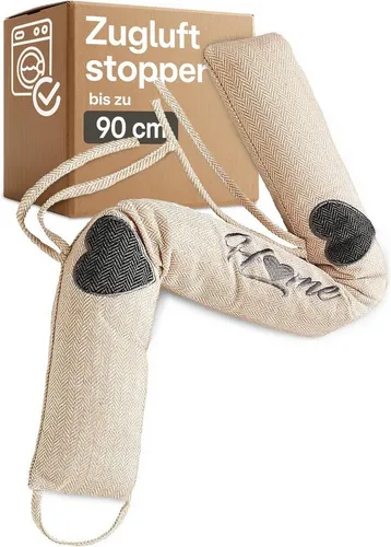 Praknu Zugluftstopper 90cm - Waschbar - Extra Schwer - Für Türen und Fenster - Beige, Einzeln, 1-tlg., Einzelartikel, Effektiver Kältestopp vor Zugluft unter der Tür - Wärmedämmung