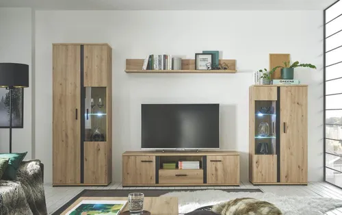 Mid.you Wohnwand in Schwarz & Eiche von HBZ