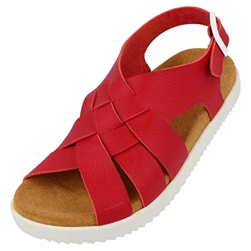 HAFLINGER Elba Summer Slide vegane Pantolette Sandale mit Riemen rot (1728), Gr. 38