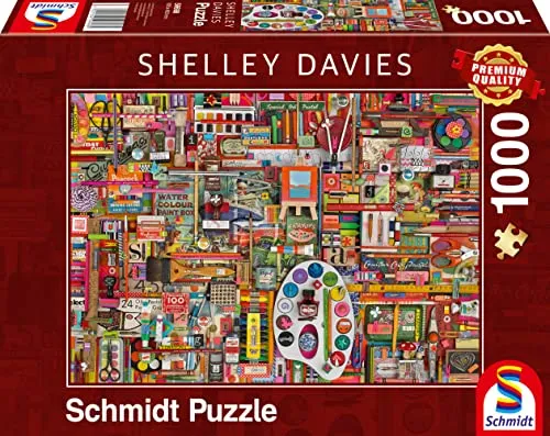 Schmidt Spiele 59698 Shelley Davies, Vintage Künstlermaterialien, 1.000 Teile Puzzle