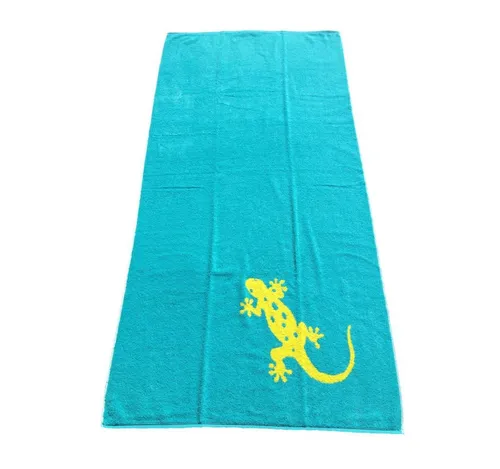 Trend Strandtuch Geco Türkis Lime - Jacquard-Walkfrottee - Saunahandtücher, 100% Baumwolle, knallige Farben mit Geco-Motiv, ideal für den Strand oder Pool, pflegeleicht und farbintensiv.