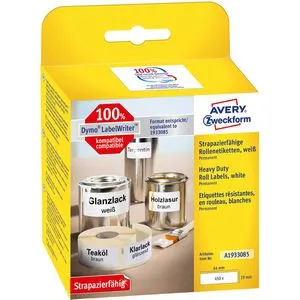 AVERY Zweckform Dymo LabelWriter Wetterfeste Etiketten 19x64mm - Universal-Aufkleber, 450 selbstklebende Etiketten, wetterfest und kratzfest, ideal für langlebige Beschriftungen, klimaneutral produziert