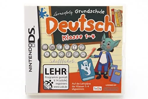 Lernerfolg Grundschule - Deutsch Klasse 1-4 - Interaktives Lernspiel für Nintendo DS, das spielerisch Deutschkenntnisse für Klassen 1-4 vermittelt. Mit Vampir Freddy lernen Kinder Lesen, Rechtschreibung und Grammatik durch abwechslungsreiche Übungen und Bonusspiele.