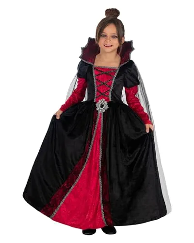 Funidelia Deluxe Vampirin Kostüm für Mädchen – Karneval & Halloween - Kostüm für Kinder, Größe 7-9 Jahre, aus 100% Polyester. Einzigartiges Vampir-Kostüm für unvergessliche Karnevals- und Halloween-Partys!