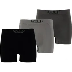 TippTexx 24 Boxershorts 3 Apollo Boxershorts Unterhosen Retroshorts Seamless grau|schwarz XL