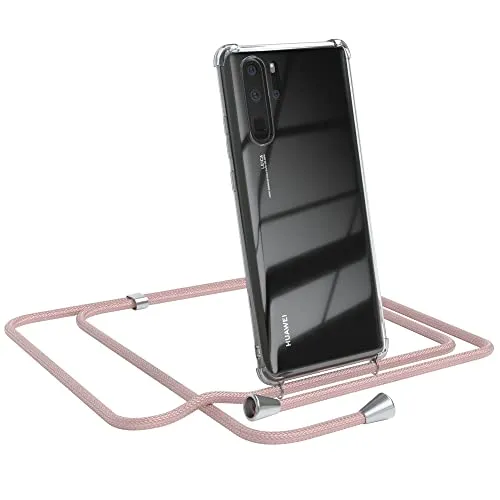 EAZY CASE Handykette kompatibel mit Huawei P30 Pro Handyhülle mit Umhängeband, Handykordel mit Schutzhülle, Silikonhülle, Hülle mit Band, Stylische Kette mit Hülle für Smartphone, Rosé-Gold