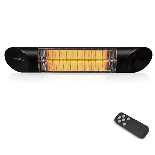 Veito Blade Mini Design infrarot Heizstrahler 1200 Watt Elektrisch, 4 Heizstufen mit Fernbedienung, IP55, Babystrahler.