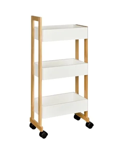 Rauma Handwagen Küchenwagen Badregal mit 3 Ablagekörben und Rollen - Vielseitiger Servierwagen mit 3 Ablagekörben, ideal für Küche oder Bad. Robuste Materialien und einfache Montage machen ihn zum praktischen Alltagshelfer.