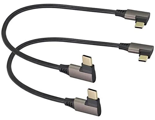 AAOTOKK Rechtwinkliges USB C zu USB C 3.1 Gen 2 Kabel (3A) USB 3.1 Typ C Verlängerungskabel von Männlich zu Männlich Schnellladung Kompatibel für Google Pixel 4 3 XL,MacBook (0,3 M/2 Stücke)