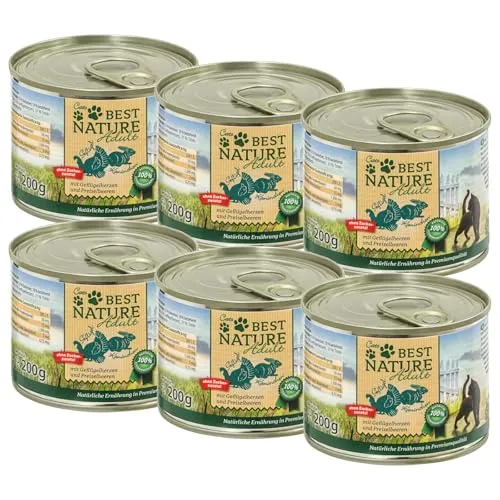 Best Nature Adult, Nassfutter für Katzen, 6X 200g - Geflügel + Kaninchen - Katzenfutter in Premiumqualität