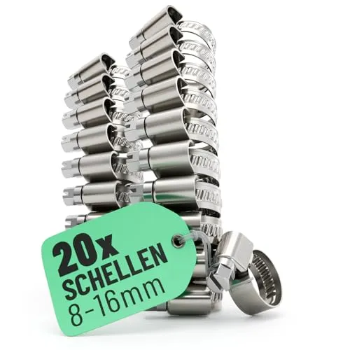 greate 20x Schlauchschellen Edelstahl 8-16 mm von greate