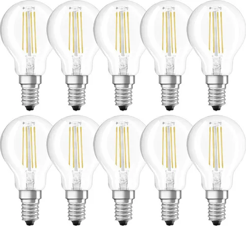LED Filament Leuchtmittel Tropfen 2,5W = 25W E14 klar 250lm 827 warmweiß 2700K 10 x