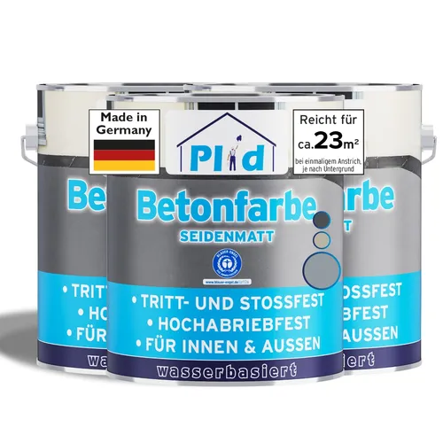 Betonfarbe 2,25L Silbergrau - Hochdeckende Bodenbeschichtung - Lacke, schnelltrocknend und ideal für Innen- und Außenbereiche. Hochdeckend, UV-beständig und schmutzabweisend – perfekt für Beton, Zement und Holz!