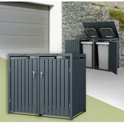 ML-Design Mülltonnenbox 2er für 2 Tonnen 240L, Anthrazit - Mülltonnenbox aus pulverbeschichtetem Stahl, wetterfest und abschließbar. Perfekte Lösung zur ästhetischen Verkleidung von Mülltonnen und zur Geruchsvermeidung im Garten.