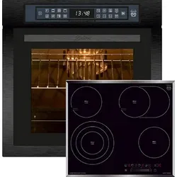 Kaiser Küchengeräte Backofen-Set Herd Set Autark Einbaubackofen,79L 15 Fkt. Schwarz +Glaskeramikkochfeld,4 QuickHeat-Kochzonen Hi-Light, 60 cm EH 6306 RS+KCT 6715 F, mit 1-fach-Teleskopauszug schwarz