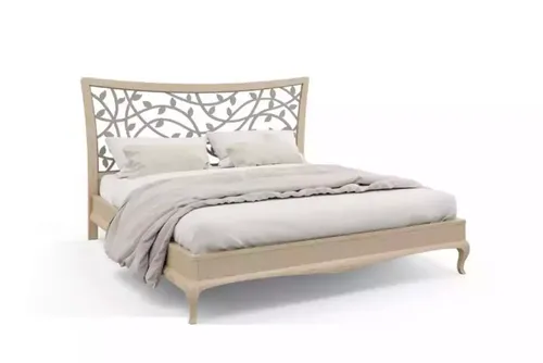 Modernes Doppelbett aus Holz – Luxuriöses Bettgestell in Beige