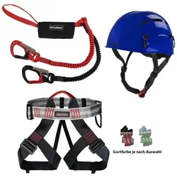 ALPIDEX Kletterhelm ALPIDEX Kletterhelm + Klettergurt + Stubai Klettersteigset BASIC 3.0 blau Gurt
