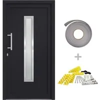 vidaXL Haustür Anthrazit mit Handgriff-Set - Eingangstür mit elegantem Design, 108x208 cm, hochwertige Sicherheit mit 5 Pilzkopfverriegelungen und komplettem Montageset für einfachen Einbau.