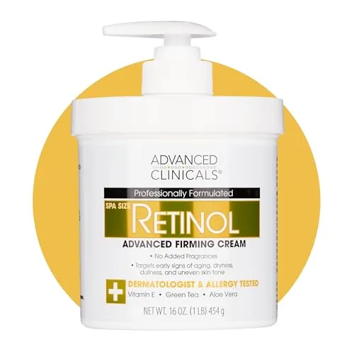 Advanced Clinicals Retinol Cream. Spa Size for Salon Professionals. Moisturizing Formula Penetrates Skin to Erase the Appearance of Fine Lines & Wrinkles. Fragrance Free. 16oz by Advanced Clinicals