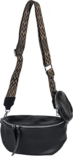 styleBREAKER Damen Halbmond Crossbody Schultertaschen Set 2-Teilig - Modisches 2-teiliges Umhängetaschen Set mit verstellbarem Schultergurt im Zick-Zack Design und abnehmbarer kleiner Börse für vielseitige Nutzung.