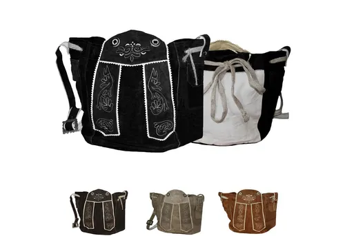 German Wear Trachtentasche GW2100 - Trendige Dirndltasche für Damen - Elegante Trachtentasche aus echtem Velourleder mit aufwendiger Stickerei. Ideal für festliche Anlässe, bietet sie praktische Klettverschluss-Taschen und einen verstellbaren Träger.