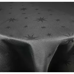 Lurex Tischdecke Sterne Glitzer Weihnachten Dunkelgrau Oval 160 x 220 cm - Edle Lurex Tischdecke für festliche Anlässe, pflegeleicht und knitterarm – verwandelt Ihren Tisch in eine glänzende Weihnachtsdekoration.