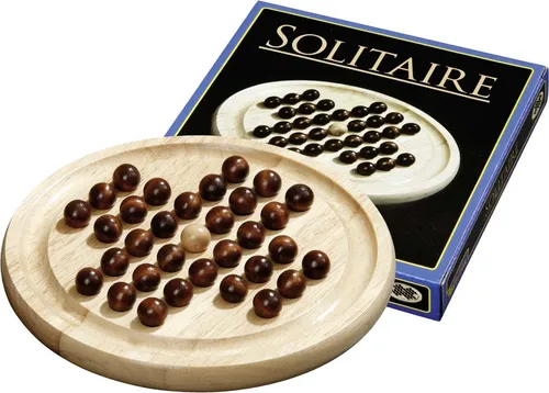 Philos Solitaire Holz Brettspiel klein - klassisches Strategiespiel