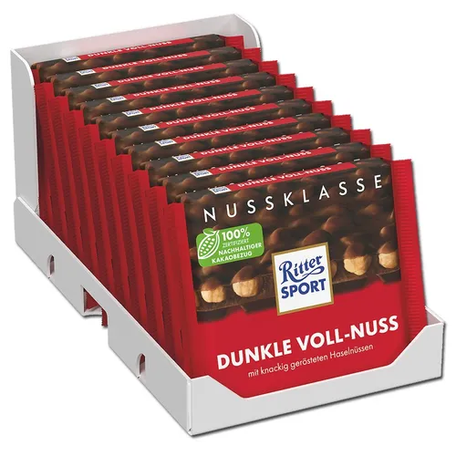 Ritter Sport Dunkle Voll-Nuss, Schokolade, 10 Tafeln je 100g 18,32€/1kg
