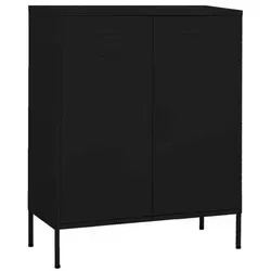 vidaXL Lagerschrank Schwarz 80x35x101,5 cm aus Stahl - Robuster Kommoden-Lagerschrank mit 2 einstellbaren Einlegeböden und Stellfüßen für individuelle Höhenanpassung. Ideal für Bücher und persönliche Gegenstände.